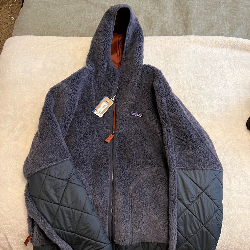 Men’s Large Patagonia Recycled Sherpa Hoody - Smolder Blue